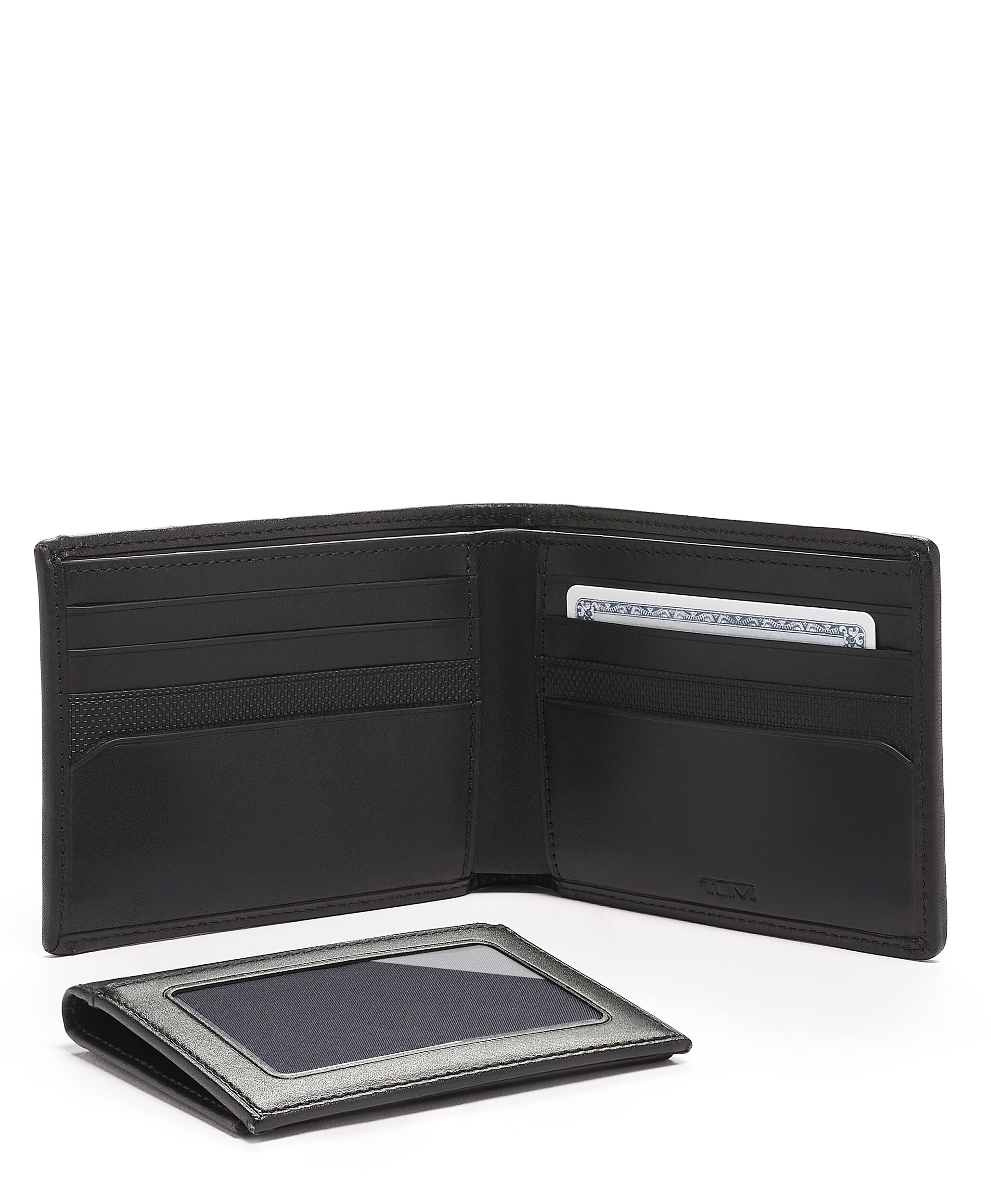 Tumi black leather wallet discount